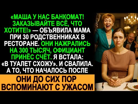 Видео: Семейный ужин обернулся кошмаром, когда мама объявила меня банкоматом. Счёт на 300К, а я исчезла...