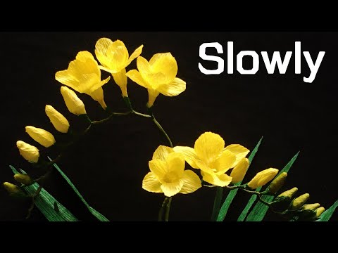 Видео: ABC TV | Как сделать цветок фрезии из крепированной бумаги (медленно) - Учебное пособие по рукоделию