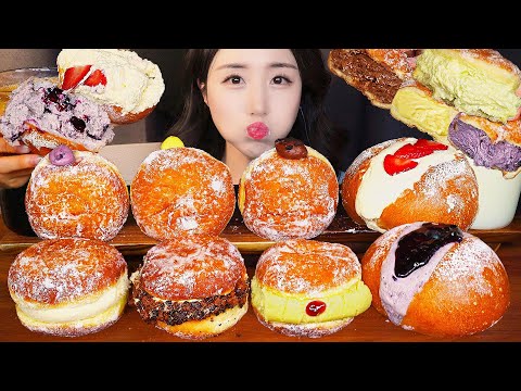 Видео: SUB)ПОНЧИКИ С ЗАВАРНЫМ КРЕМОМ АСМР Десерт🍩 Шоколад Хлеб МукбангㅣASMR Dessert Donut Mukbang