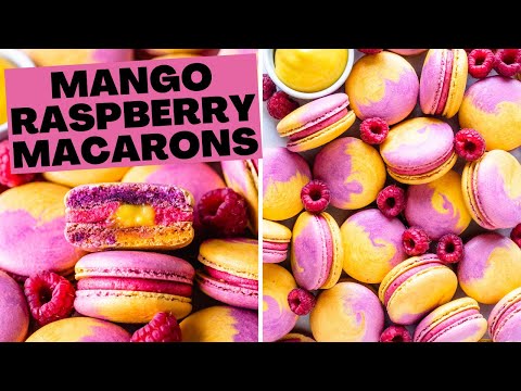 Видео: Макаруны с манго и малиной