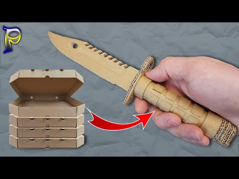 Видео: НЕ ВЫБРАСЫВАЙТЕ! Как сделать ШТЫК-НОЖ M9 из картона из STANDOFF 2 из коробки от пиццы.