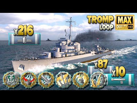 Видео: Эсминец Tromp спасает игру на карте Loop - World of Warships