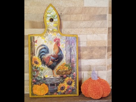 Видео: Дощечка для кухні "Півник" з об"ємним декором.