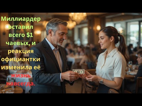 Видео: Миллиардер оставил всего 1 доллар чаевых, и реакция официантки навсегда изменила её жизнь.