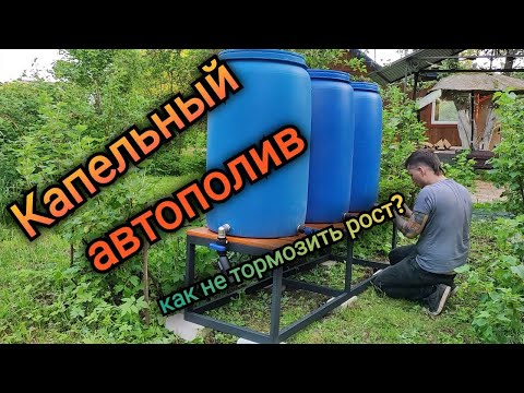 Видео: Капельный автополив из бочек.