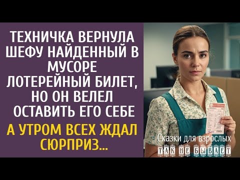 Видео: «Техничка вернула шефу найденный в мусоре лотерейный билет, но он велел оставить его себе… А утром..