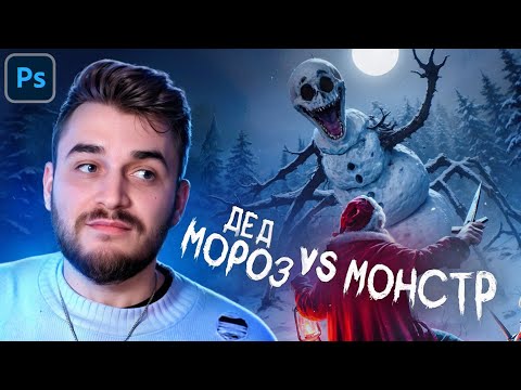 Видео: Дед мороз против Монстра-снеговика! Как я создал этот арт?