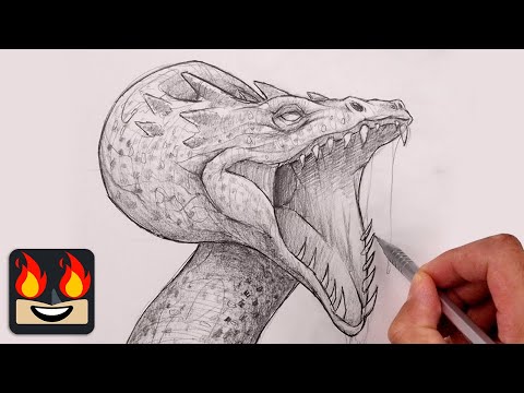 Видео: Как нарисовать василиска | Урок по наброскам в стиле Гарри Поттера