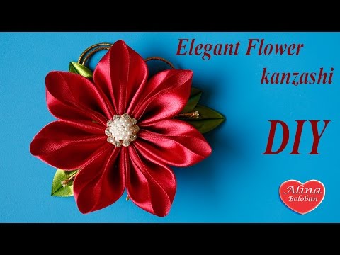 Видео: Элегантный цветок канзаши на гребне / Elegant Flower kanzashi on the crest. Hand made