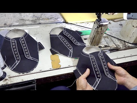 Видео: Фантастический процесс изготовления парусиновой обуви. Умелая корейская обувная фабрика