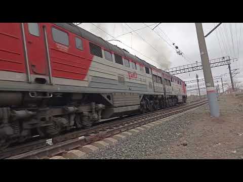 Видео: Тепловоз 2ТЭ116У-0026 с грузом едет на Алимбет