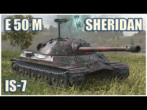Видео: ИС-7, E 50 Ausf. M & Sheridan • WoT Blitz Gameplay