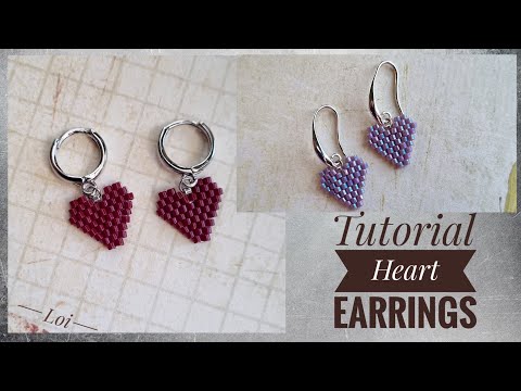 Видео: Мастер-класс: Серьги Сердечки из бисера кирпичным плетением | Tutorial: Beaded Heart Earrings