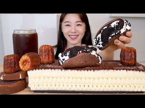 Видео: SUB) ASMR Торт-мороженое Мукбанг 🍰 Шоколад Ваниль Кремовый хлеб CVS Десерт Oreo Канеле Омлет