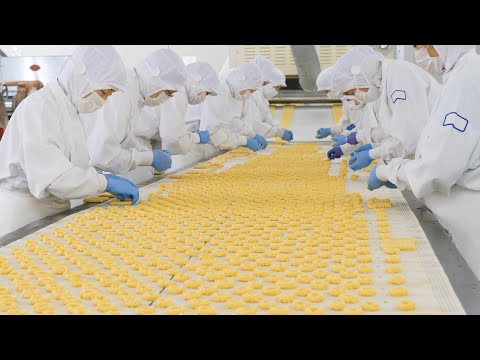 Видео: Первое печенье в Японии! Удивительный процесс изготовления печенья на фабрике