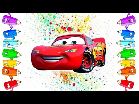 Видео: Cars Drawing | Coloring Page | Let's Draw Lightning McQueen | Раскраска Тачки | Молния | Disney