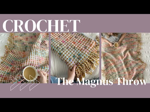 Видео: Magnus Throw, простая схема вязания крючком одеяла без концов, которые нужно вплетать, одеяло, св...