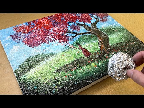 Видео: Техника покраски алюминия / Как нарисовать девушку под деревом / Акриловая живопись