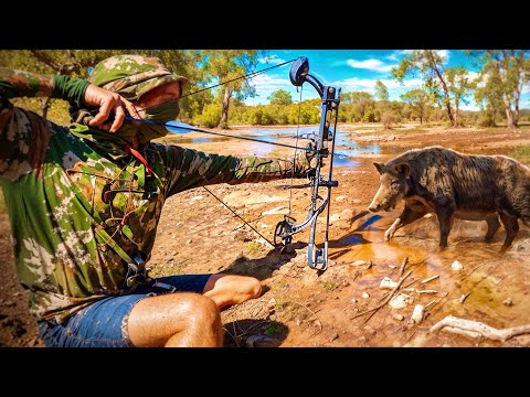 Видео: ОДИНОЧНАЯ ОХОТА С ЛУКОМ В ОТДАЛЕННОЙ АВСТРАЛИИ (НАПАДЕНИЕ КРОКОДА НА СВИНЬЮ)