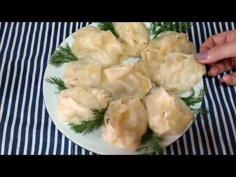 Видео: Манты по узбекски с тёртой картошкой. Тесто тонкое как бумага