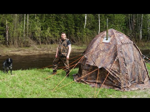 Видео: Обзор палатки УП-2 мини и печи "Экономка" Мини от ПФ Берег. Комфортная как лесная изба