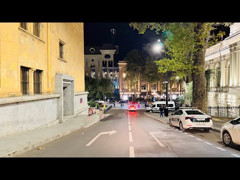 Видео: Тбилиси. Проспект Руставели. Вечерний маршрут до площади Героев.