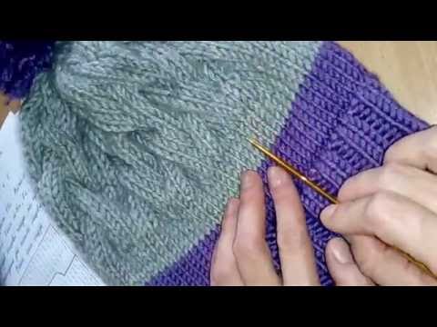 Видео: Шапка и снуд узором Коса с тенью