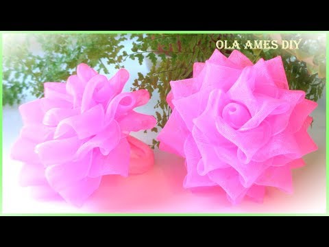 Видео: Цветы из лент/Розы из органзы/ Ribbon Flowers how to make/ Flor de fitas/ Ola ameS DIY