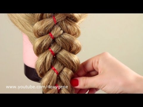 Видео: Коса из 5 прядей с лентой. Braid of five strands with ribbon