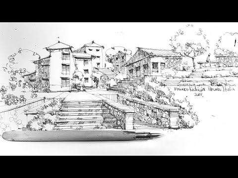 Видео: Проектная графика. Как нарисовать. Перо, Линер, ручка. Скетчинг. Стрим из Италии. Эдуард Кичигин