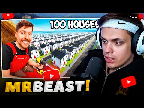 Видео: БУСТЕР СМОТРИТ: MRBEAST - Я Построил 100 Домов и Раздал Их!