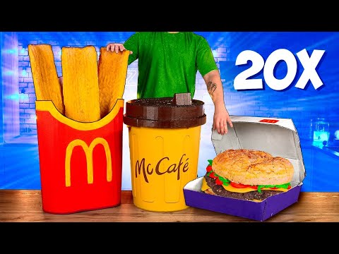 Видео: УВЕЛИЧИЛИ МЕНЮ McDonald’s В 20 РАЗ / ГИГАНТСКИЙ БИГ ТЕЙСТИ / ОГРОМНАЯ КАРТОШКА ДИПЫ / БОЛЬШОЙ КОФЕ