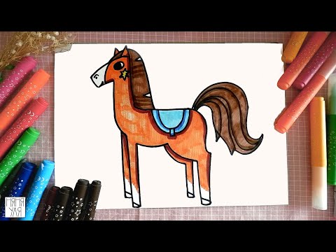 Видео: Как нарисовать лошадь | Рисование для детей |  рисунки для срисовки легкие для девочек мальчиков