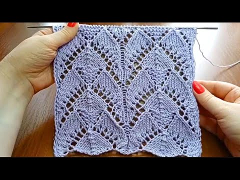 Видео: Стильный ажурный узор спицами + схема. Вязание спицами. Knitting stylish openwork pattern + scheme.
