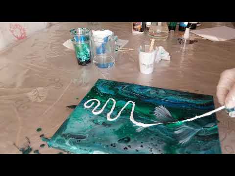 Видео: Рисование нитью по жидкому акрилу   #hreaddrawing, #luidart, #acrylicpaintings