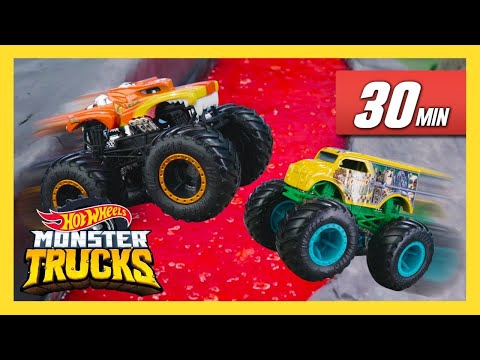 Видео: Гонки на падающих треках! | Monster Trucks | @HotWheelsRussia 3+