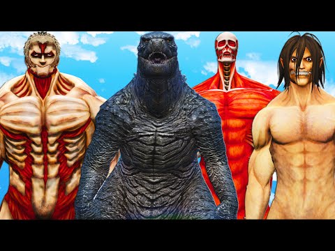 Видео: Годзилла 2014 против атаки титанов - битва монстров