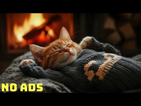 Видео: Кот камин 🔥 Атмосфера потрескивания огня с мурлыкающим котом [Без музыки] ASMR