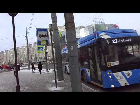 Видео: Троллейбус Санкт-Петербурга 8-124: ТролЗа-5265.02 б.6006 по №23 (23.02.18)