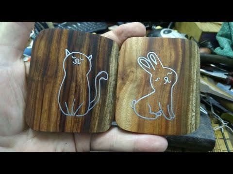 Видео: Зайчик  Инкрустация металлом по дереву