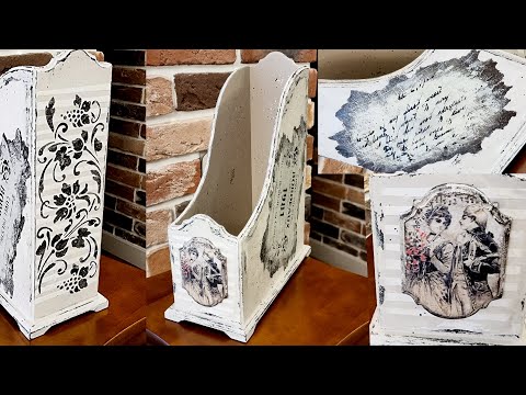 Видео: Подставка для бумаги. Декупаж. Декор. Имитация кожи. Paper support. Decor. Imitation leather
