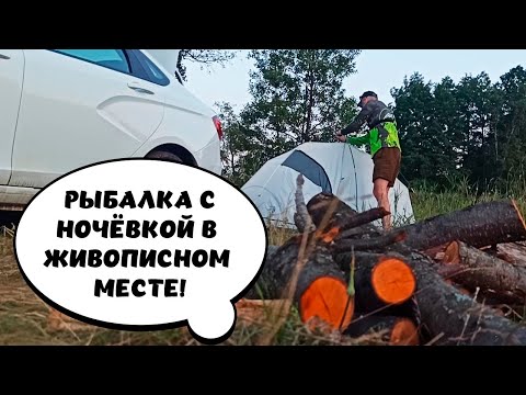 Видео: Рыбалка с ночёвкой в живописном месте! Краснопёрка клюёт как из пулемёта! Поклёвки крупным планом!