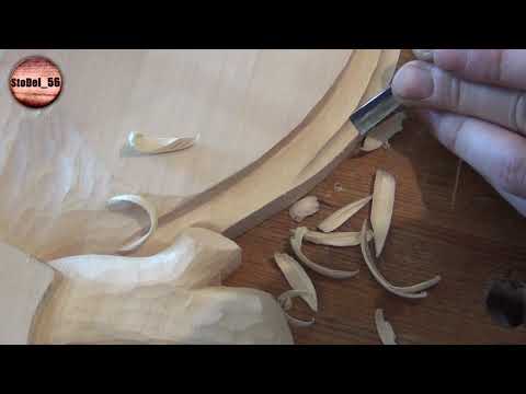 Видео: Красивая резьба по дереву, изготовление медальона.