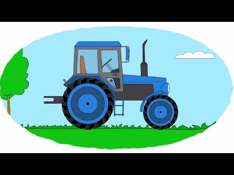 Видео: Мультик - Раскраска. Учим Цвета - Мультики про машинки - Тракторы - Часть 1