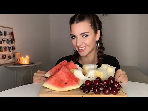 Видео: ЛЕТНИЙ СОЧНЫЙ МУКБАНГ арбуз, дыня, черешня || watermelon, melon, cherry|| не ASMP || MUKBANG