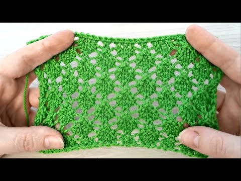 Видео: Ажурный узор спицами*мелкие ажурные листики (ромбики)