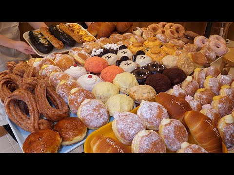 Видео: 5000 продаются каждый день? Пончики со сливками в американском стиле / Корейская уличная еда