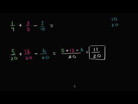 Видео: Събиране и изваждане на няколко дроби с различни знаменатели