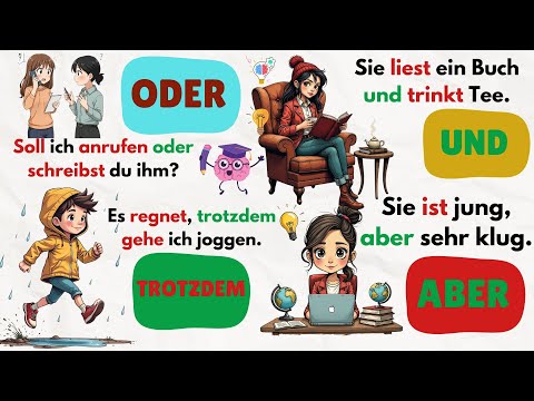 Видео: Изучение немецкого языка: 70 важных предложений с oder, aber, und, trotzdem (A2-B1)