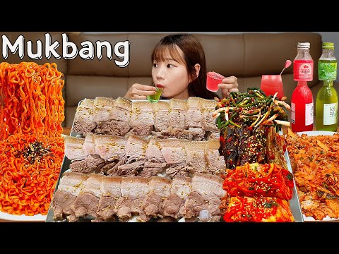 Видео: Sub)Real Mukbang- Отварная свинина🥩 Огненная лапша (Булдак)🔥 Грейпфрут,МохитоСоджу🍹АSMR КОРЕЙСКАЯЕДА